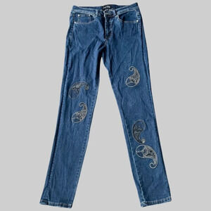 Joseph Ribkoff Paisley Embroidered Stretchy Skinny  Jeans
